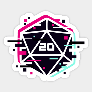 Glitch Dice D20 Sticker